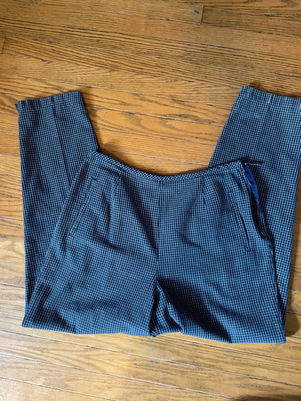 Talbots Navy and White Micro-Check Dress Pants